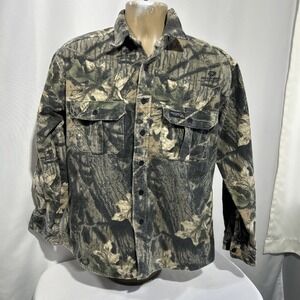 VTG Rattlers Brand Shirt Men's Medium Mossy Oak Camo Flannel Chamois USA Made
